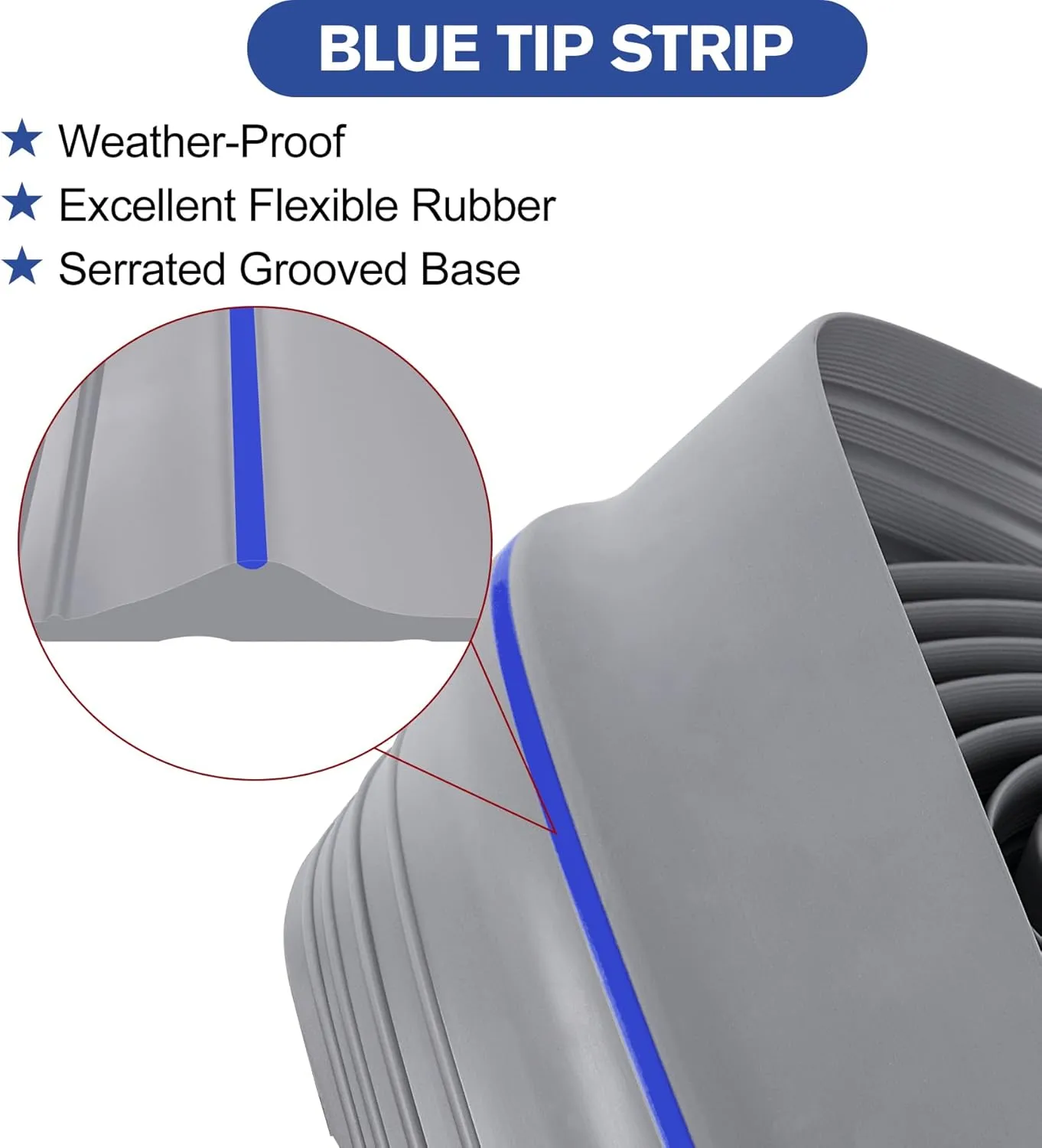 ToLanbbt 20Ft/6M Universal Garage Threshold Seal Strip with 300ml Black Sealants/Adhesives, Garage Door Bottom Weatherproof Strip Rubber DIY Weather Stripping Replacement (Gray-Blue Line)