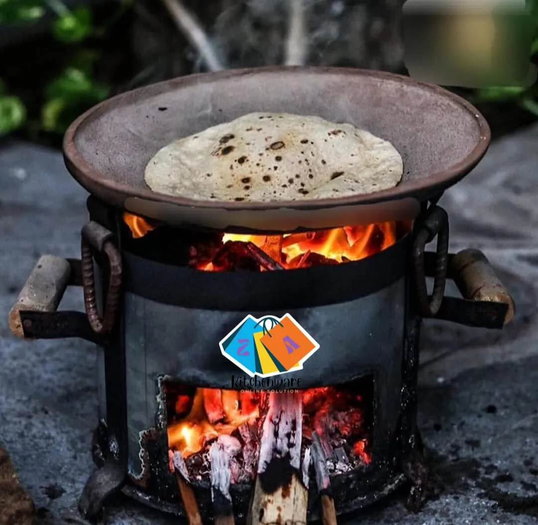 Traditional Iron Sigdi/angeethi/sigadi/Iron Ashtray/Round Heater/chulha/Stove/Roti tandoor size (Medium) iron utensils (Pack of 1pc)