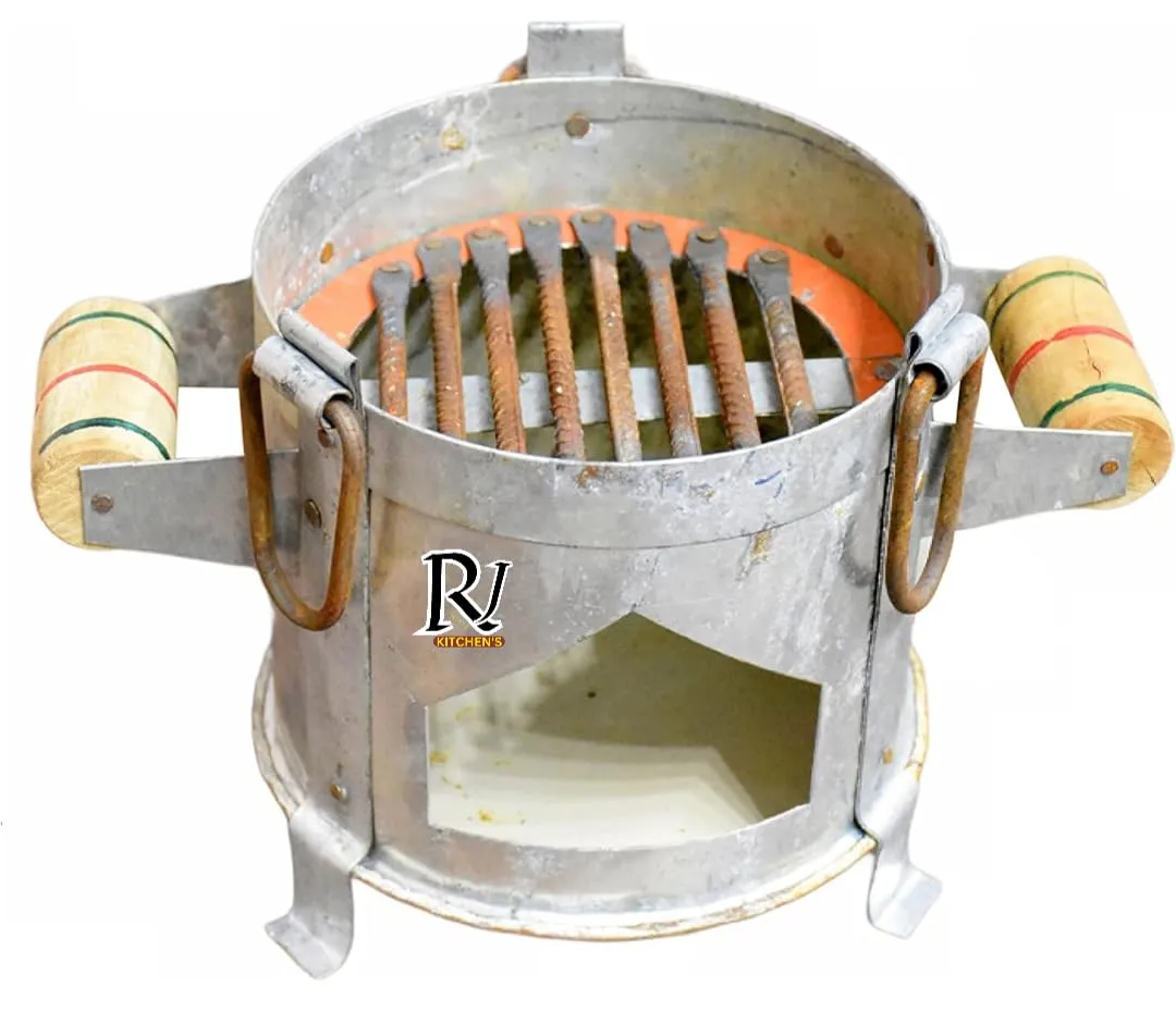 Traditional Iron Sigdi/angeethi/sigadi/Iron Ashtray/Round Heater/chulha/Stove/Roti tandoor size (Medium) iron utensils (Pack of 1pc)