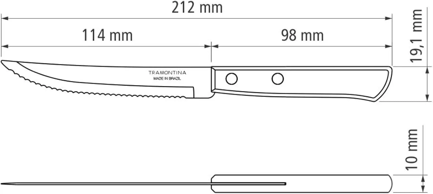 Tramontina Cutlery Set with Steak Knives, 12 Piece Sharp Knife and Fork Set with Wooden Handles, ‎Camping, Kitchen, Rustic, Dishwasher Safe, 29899199