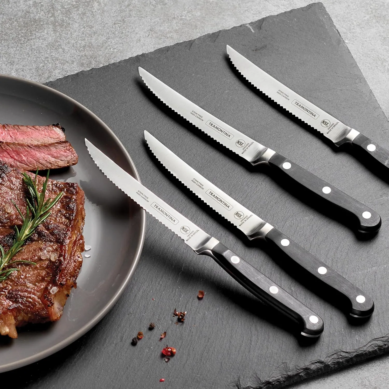 Tramontina Pro Series 4 Piece Forged 5 Inch Serrated Steak Knife Set