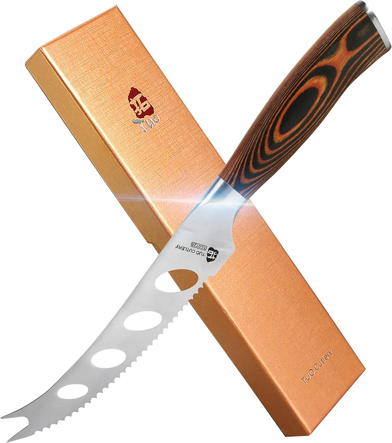 TUO Cheese Knife - Tomato Knife Serrated Knife 5.5" German knife Mutil-Use Pakkawood Handle Gift Box -Fiery Phoenix Series