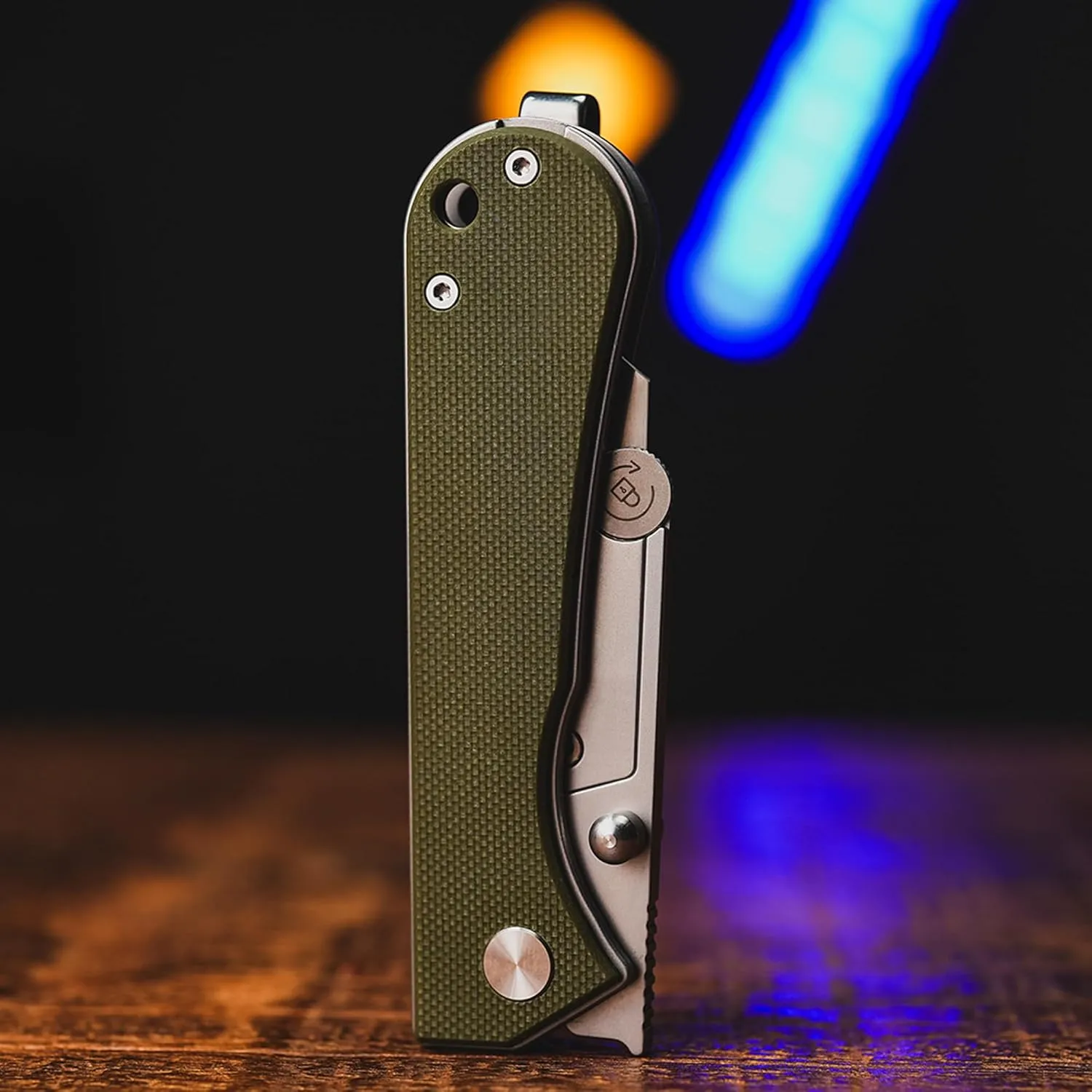 U23 Kumpanter Folding Utility Knife - Versatile EDC Knife with Quick-Release Blade, Compact Foldable Pocket Utility Knives - G10 OD Green