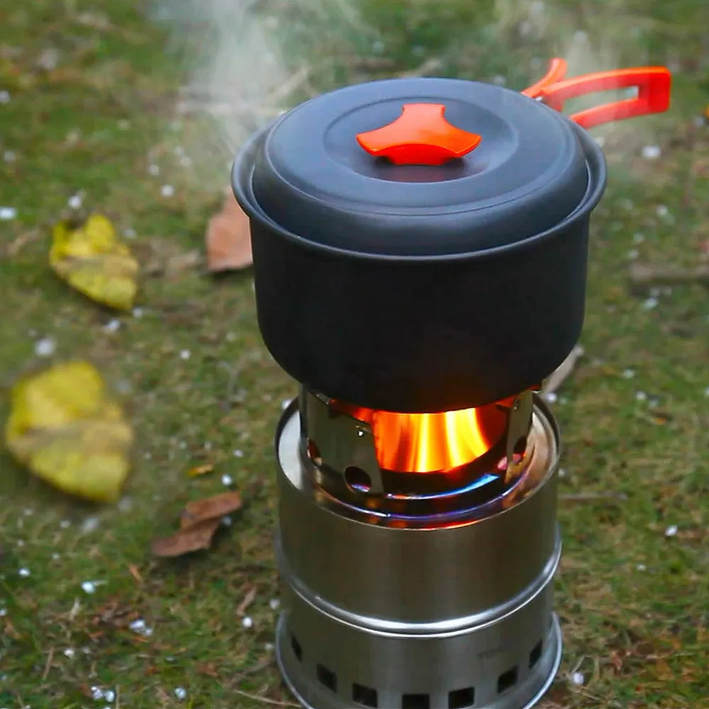 Upgraded Portable Folding Wood Burning Camping Stove with Windproof Design