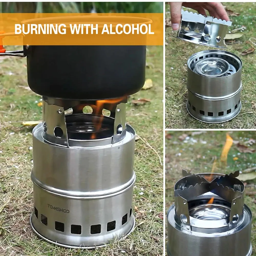 Upgraded Portable Folding Wood Burning Camping Stove with Windproof Design