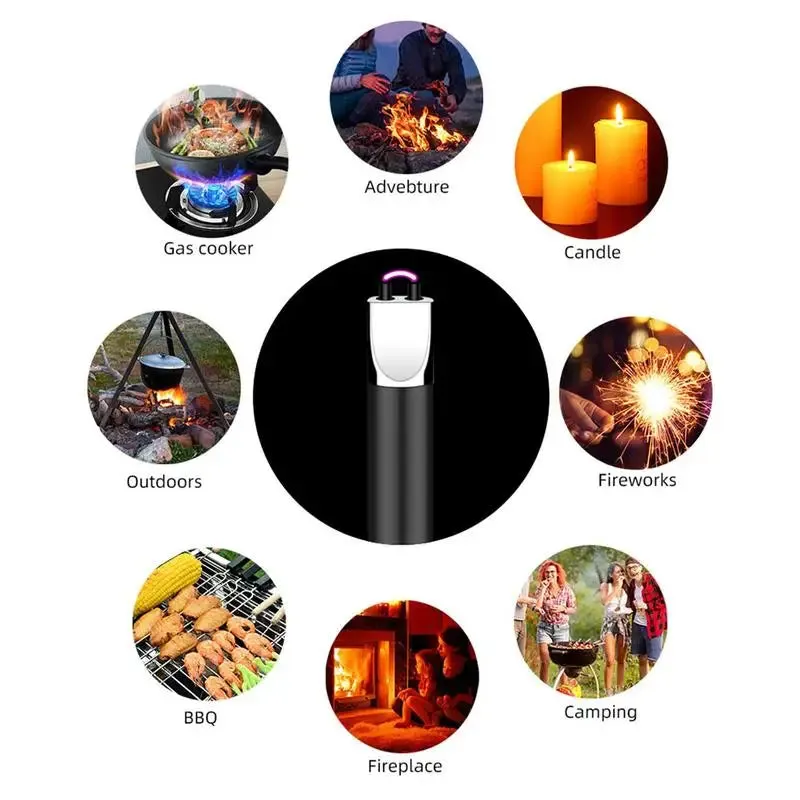 USB Electric Lighter Windproof Kitchen Lighter Rechargeable Arc Lighter Gas Stove Outdoor BBQ Candle Pulse Ignition Guns