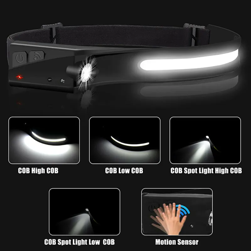 USB Rechargeable COB LED Headlamp Flashlight Multipurpose Use