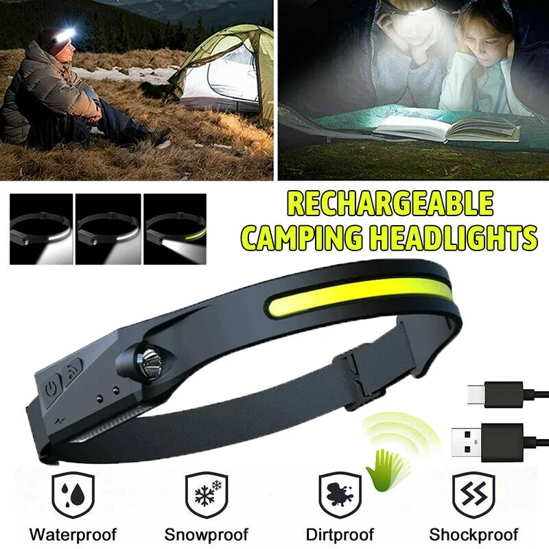 USB Rechargeable COB LED Headlamp Flashlight Multipurpose Use