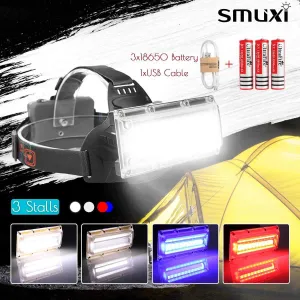 USB Rechargeable Headlight COB LED Powerful Work Headlamp Torch Flashlight Fishing Head Lamp 18650 Battery Working Lantern