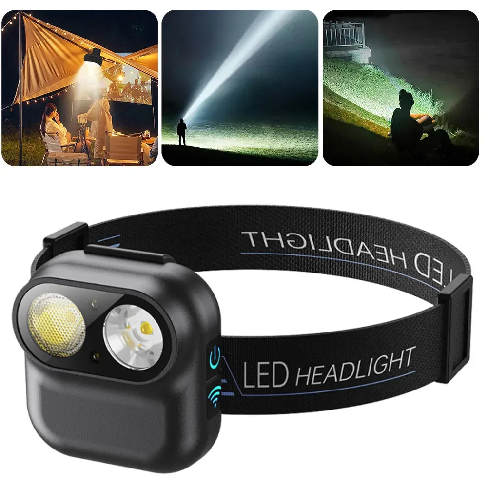 USB Rechargeable High Brightness Headlight, 6 Gears, 800mAh for Camping and Fishing