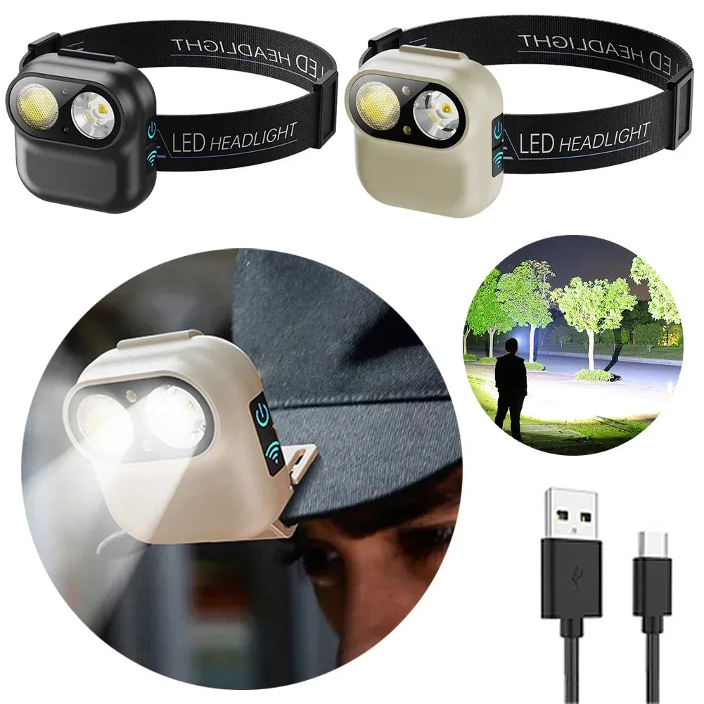USB Rechargeable High Brightness Headlight, 6 Gears, 800mAh for Camping and Fishing