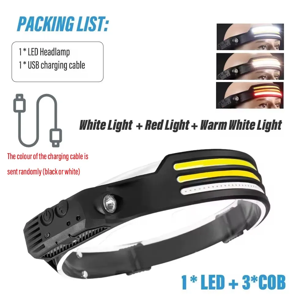 USB Rechargeable LED Headlamp – Sensor & 5 Modes