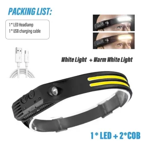 USB Rechargeable LED Headlamp – Sensor & 5 Modes