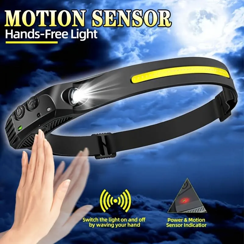 USB Rechargeable LED Headlamp with Motion Sensor