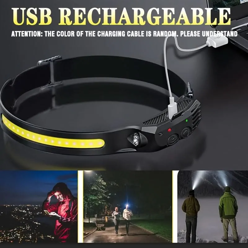 USB Rechargeable LED Headlamp with Motion Sensor