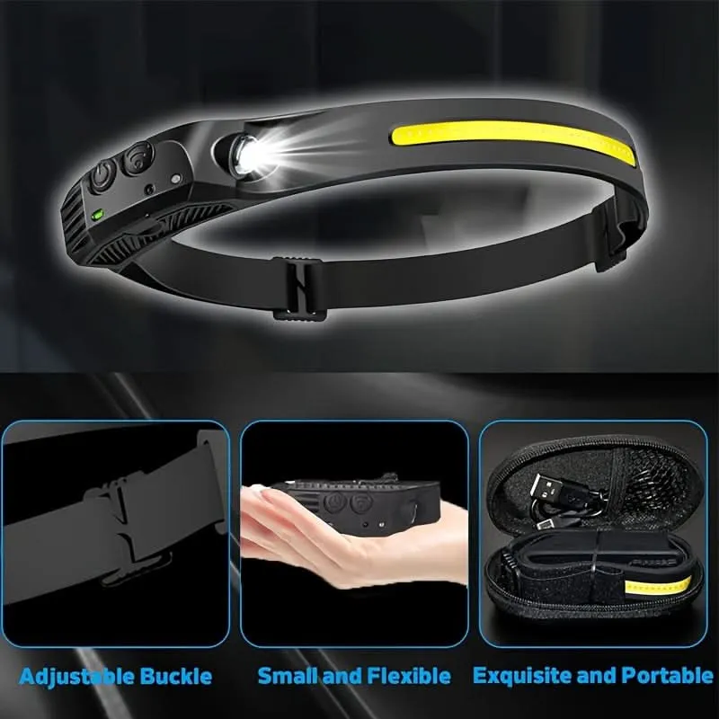 USB Rechargeable LED Headlamp with Motion Sensor