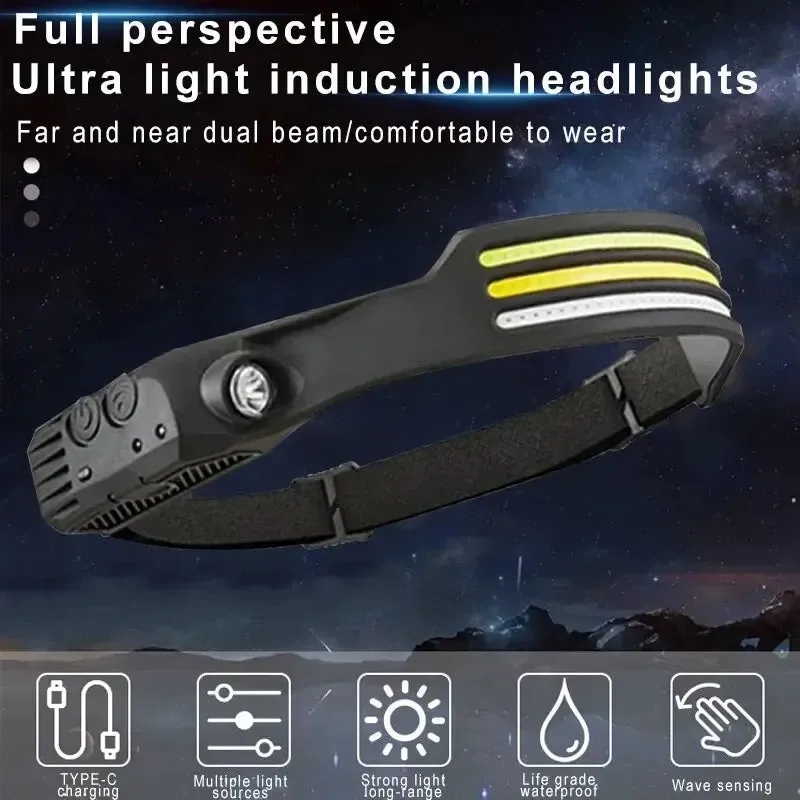 Usb Rechargeable Led Headlamp with Sensor