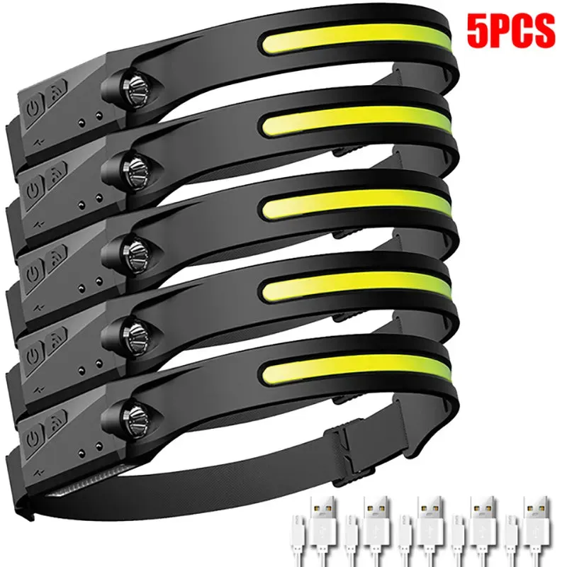 USB Rechargeable LED Sensor Headlamp XPE COB Headlight Led Head Torch Camping Search Light Head Flashlight for Fishing Lantern