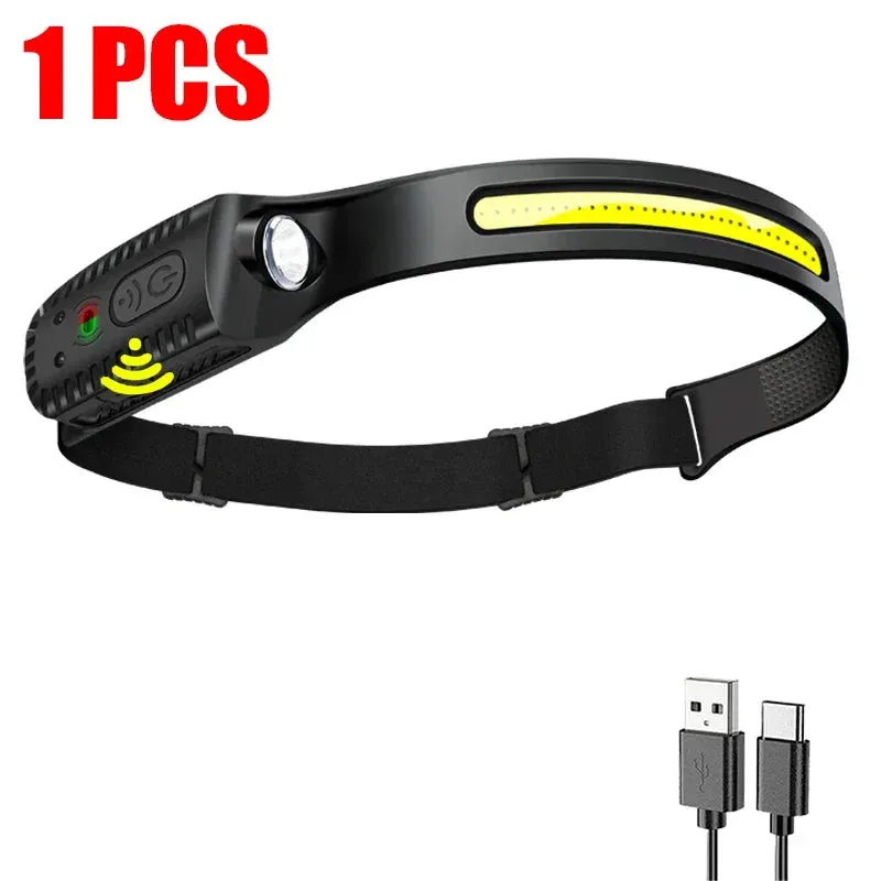 USB Rechargeable LED Sensor Headlamp XPE COB Headlight Led Head Torch Camping Search Light Head Flashlight for Fishing Lantern