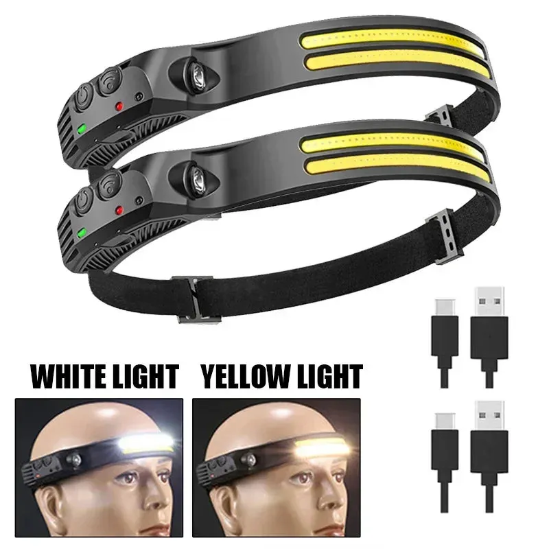 USB Rechargeable Sensor LED Headlamp: 18650 Battery Headlight LED Head Torch Camping Light Head Flashlight for Fishing Lantern