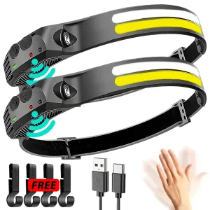 USB Rechargeable Sensor LED Headlamp: 18650 Battery Headlight LED Head Torch Camping Light Head Flashlight for Fishing Lantern
