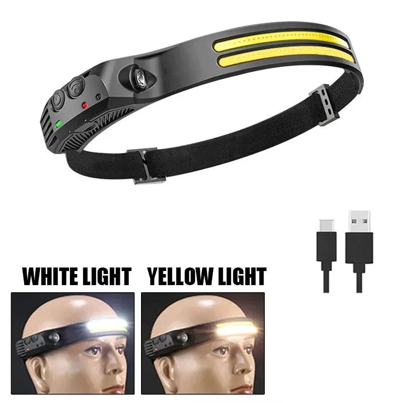 USB Rechargeable Sensor LED Headlamp: 18650 Battery Headlight LED Head Torch Camping Light Head Flashlight for Fishing Lantern