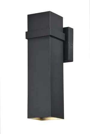 VAXCEL Lavage Aluminum 2 Light LED Black Rectangle Outdoor Wall Lantern