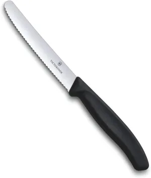 Victorinox VIC-6.7833 Swiss Classic Utility 4½" Serrated Round Blade ¾ Width at Handle Black