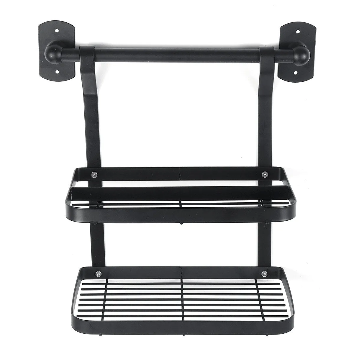 Wall-mounted Rack Black Stainless Steel Kitchen Shelf Pot Cover Shelf Cover Storage Rack