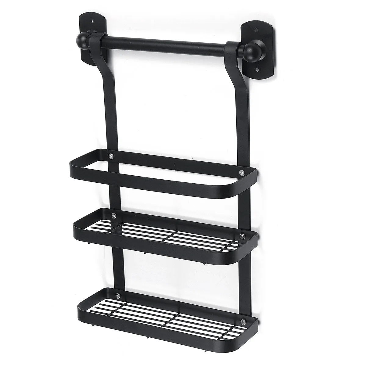 Wall-mounted Rack Black Stainless Steel Kitchen Shelf Pot Cover Shelf Cover Storage Rack