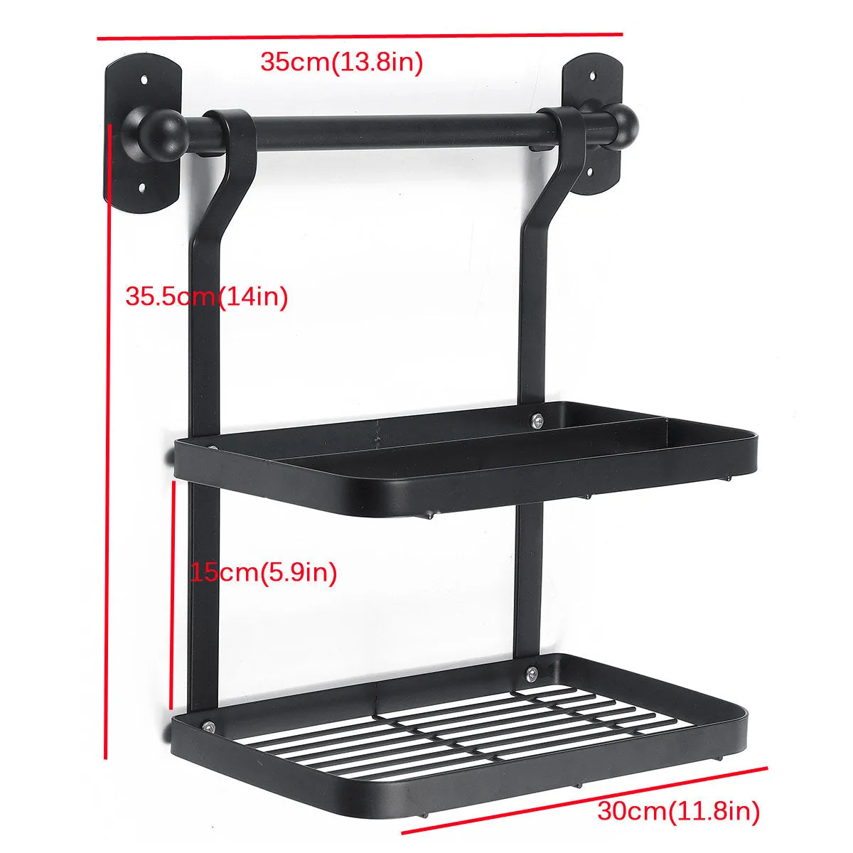 Wall-mounted Rack Black Stainless Steel Kitchen Shelf Pot Cover Shelf Cover Storage Rack