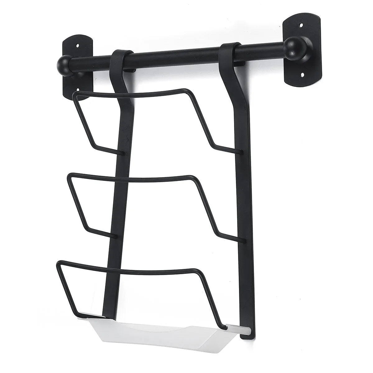 Wall-mounted Rack Black Stainless Steel Kitchen Shelf Pot Cover Shelf Cover Storage Rack