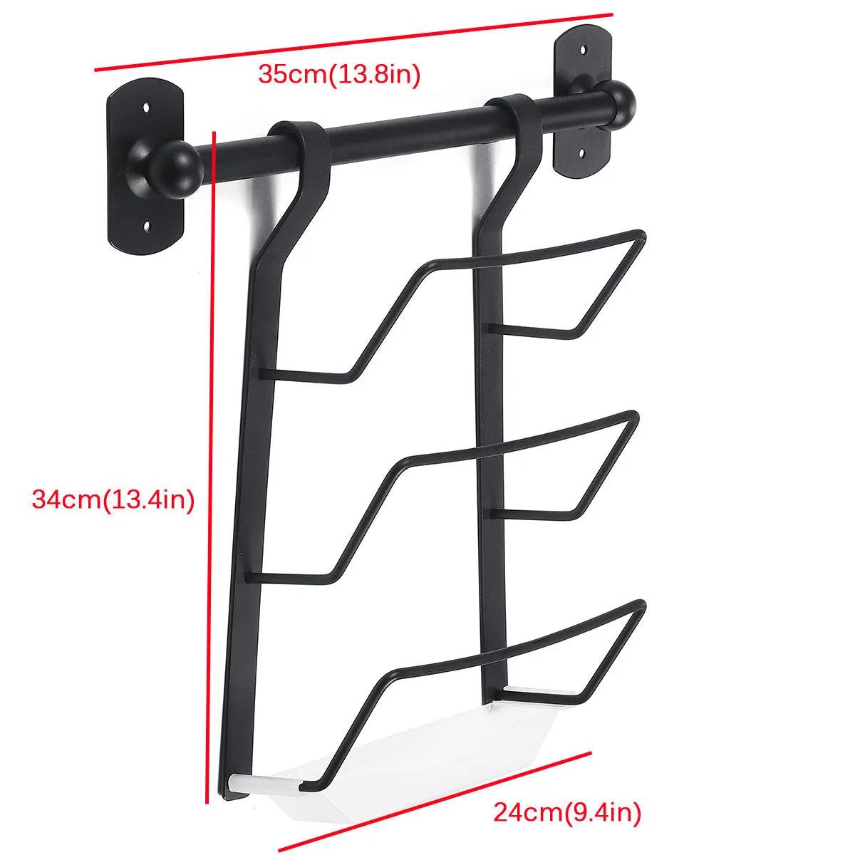Wall-mounted Rack Black Stainless Steel Kitchen Shelf Pot Cover Shelf Cover Storage Rack