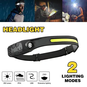 Waterproof COB Headlamp Night Buddy LED Motion Sensor Head Torch Headlight