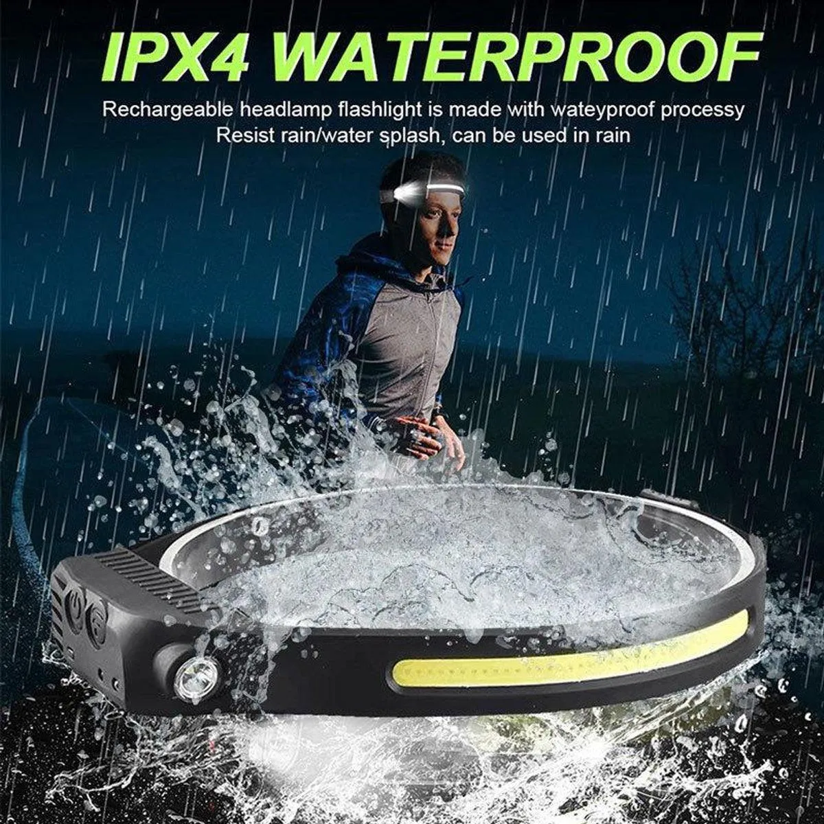 Waterproof COB Headlamp Night Buddy LED Motion Sensor Head Torch Headlight