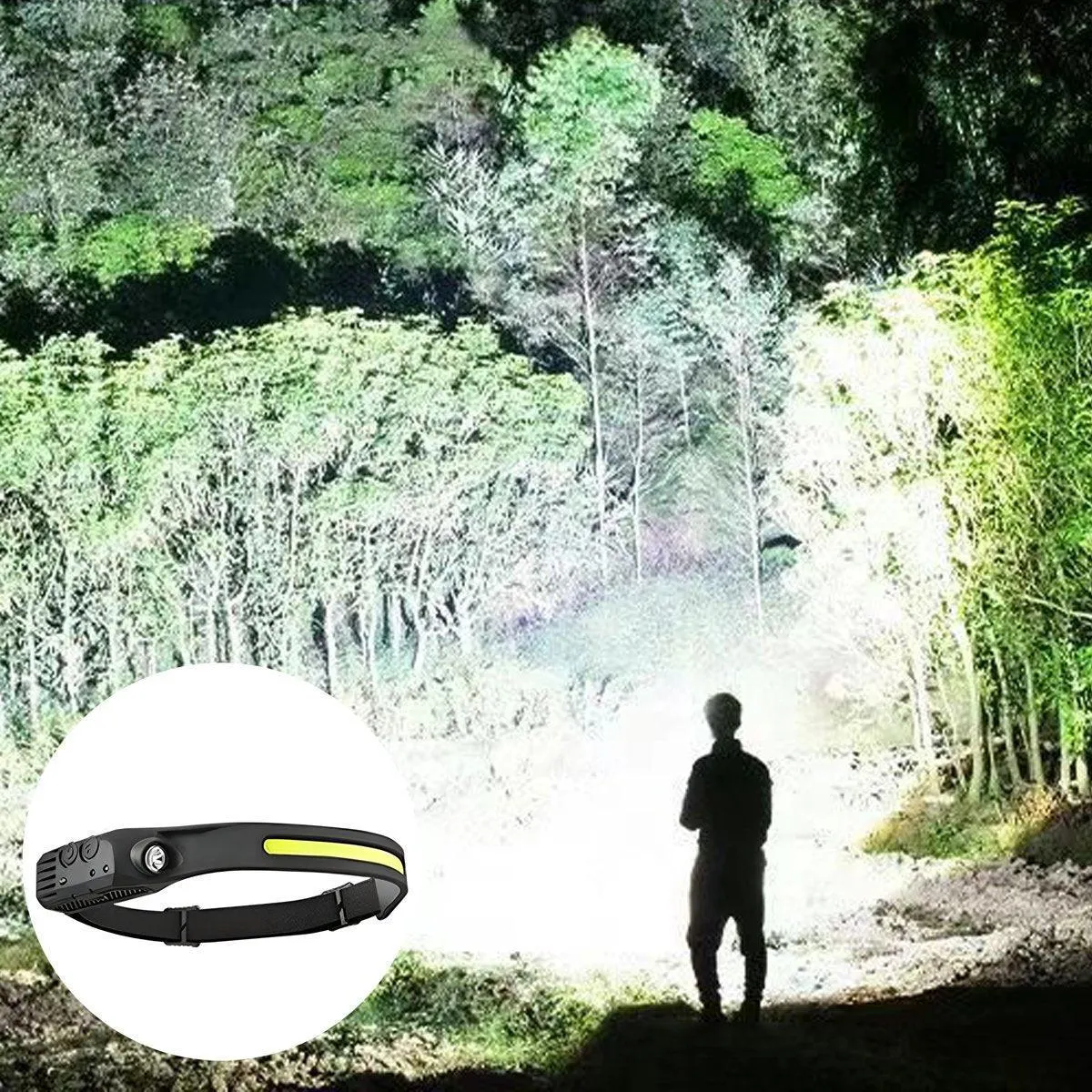 Waterproof COB Headlamp Night Buddy LED Motion Sensor Head Torch Headlight