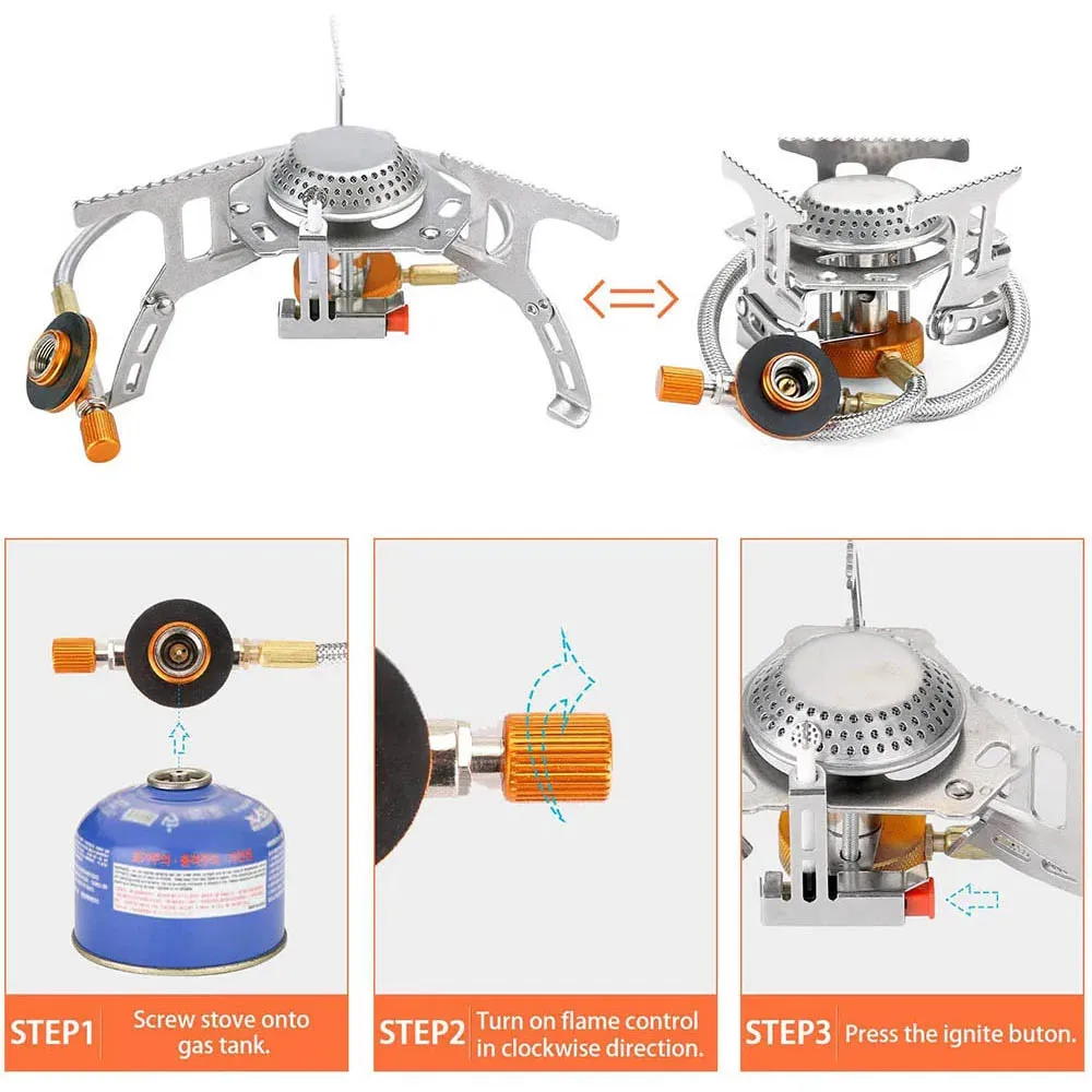 Windproof Portable Camping Gas Stove with Electronic Ignition