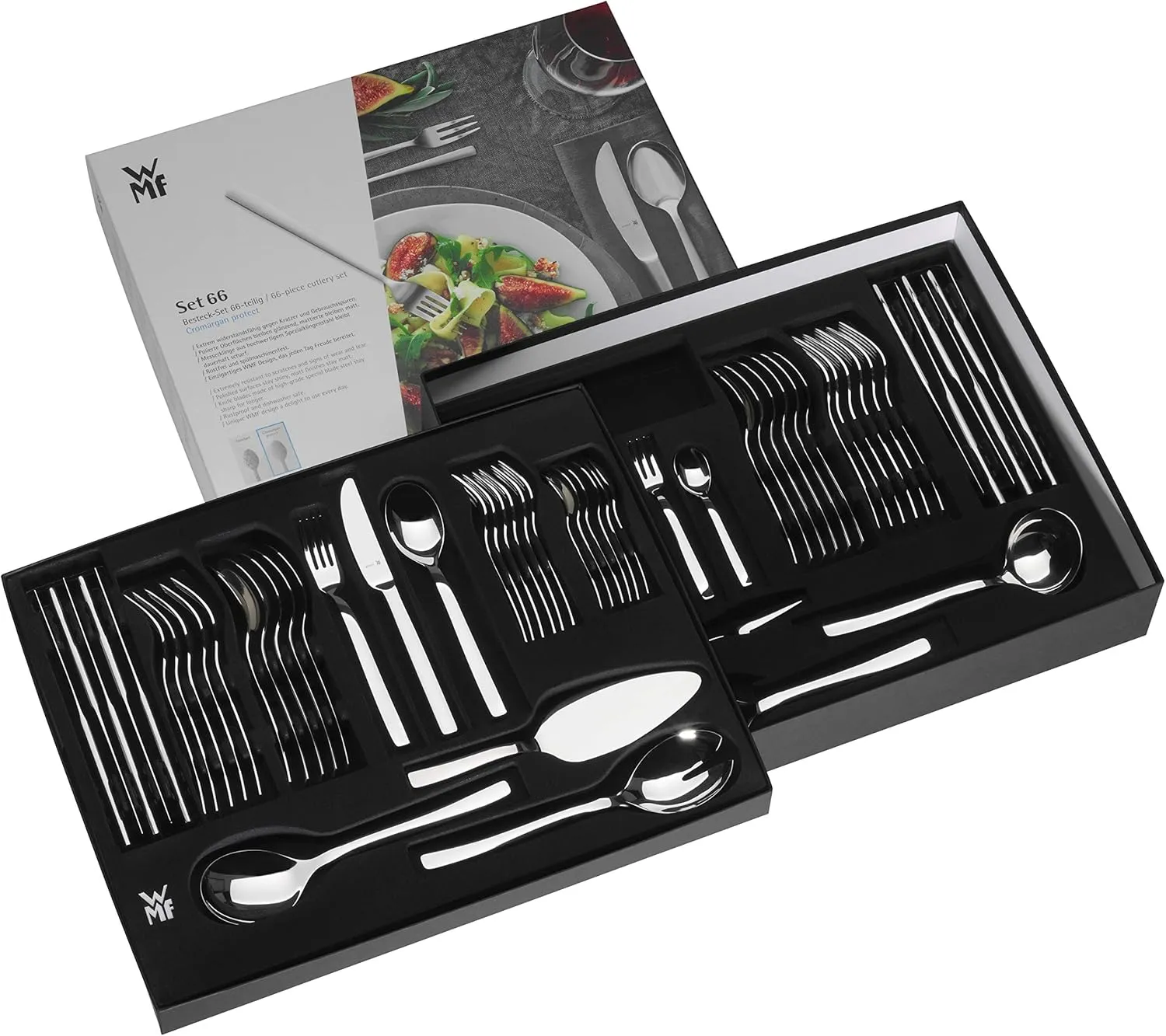 WMF Corvo Cromargan Protect Cutlery Set for 12 People, Silver, 66-Piece