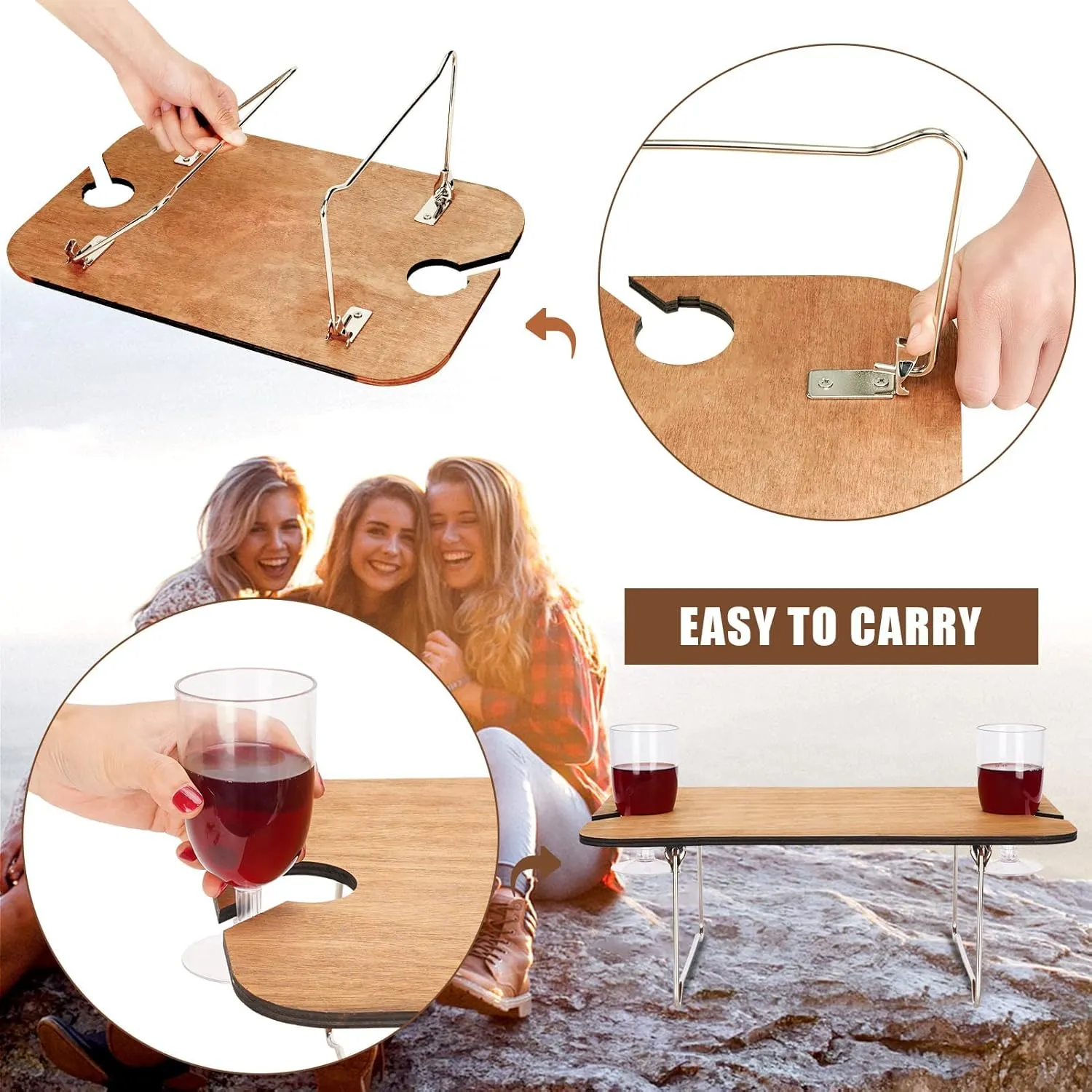 Woodchip Picnic Basket for 2 with Portable Wine Table, Woven Basket with Double Swing Handles & Removable Cutlery Service Kit, Large Basket for Picnic, Camping, Family, Wedding Gifts for Couple,Grey