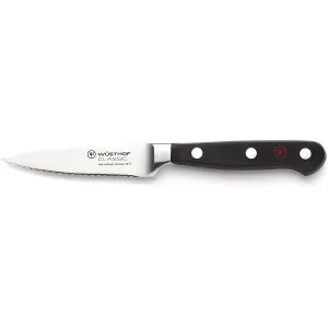 Wusthof Classic 3 1/2" Fully Serrated Stainless Steel Paring Knife, Black
