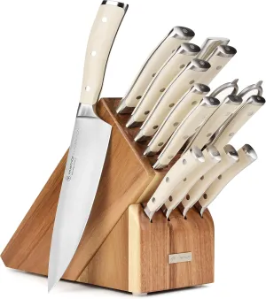 Wusthof Classic Ikon Creme 16 Piece Knife Set with Acacia Block