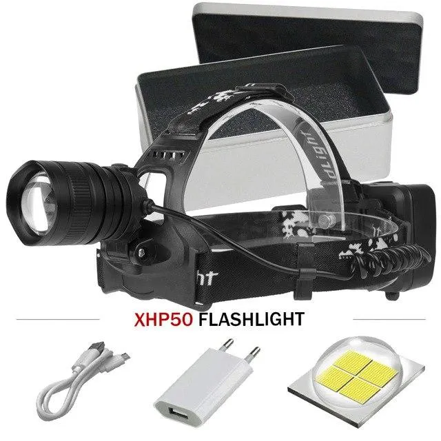 xhp50 headlights led headlamp super bright 20000lm usb charging zoom Head Torch xhp50 lantern 18650 battery hunting camping