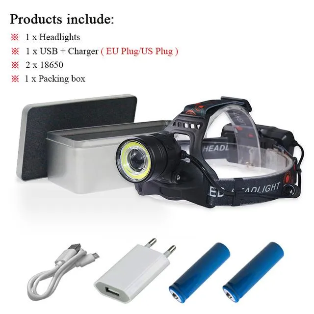 xhp70 headlights led headlamp super bright 20000lm usb charging zoom Head Torch xhp70 lantern 18650 battery hunting camping