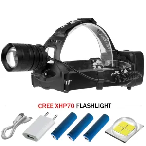 xhp70 headlights led headlamp super bright 20000lm usb charging zoom Head Torch xhp70 lantern 18650 battery hunting camping