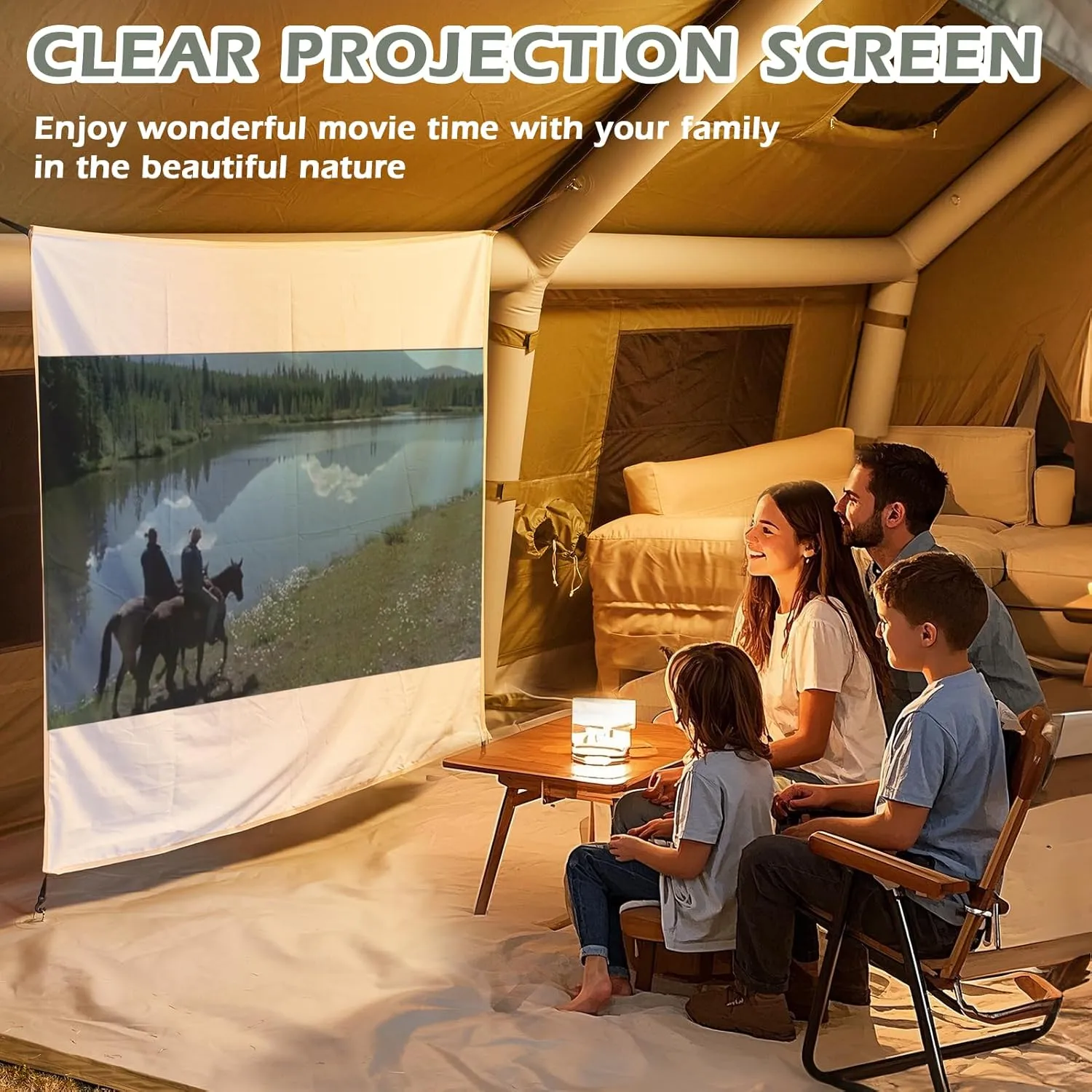 YOLENY Inflatable Tents for Camping, 4/6/8/10/12 Person Tent with TPU Skylight, Mesh Windows, Stove Jack & Pump, Easy Setup 4 Season Glamping Tent, Waterproof & Windproof