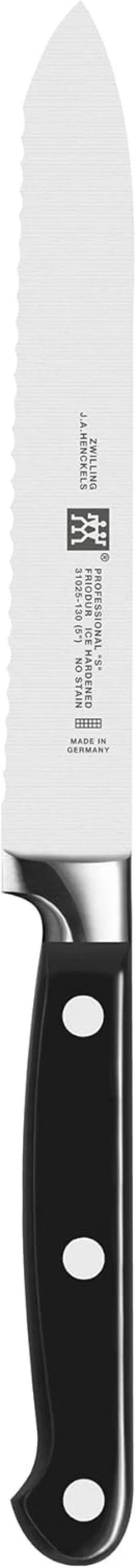 ZWILLING Professional S 5-inch Razor-Sharp German Serrated Utility Knife, Made in Company-Owned German Factory with Special Formula Steel perfected for almost 300 Years, Dishwasher Safe